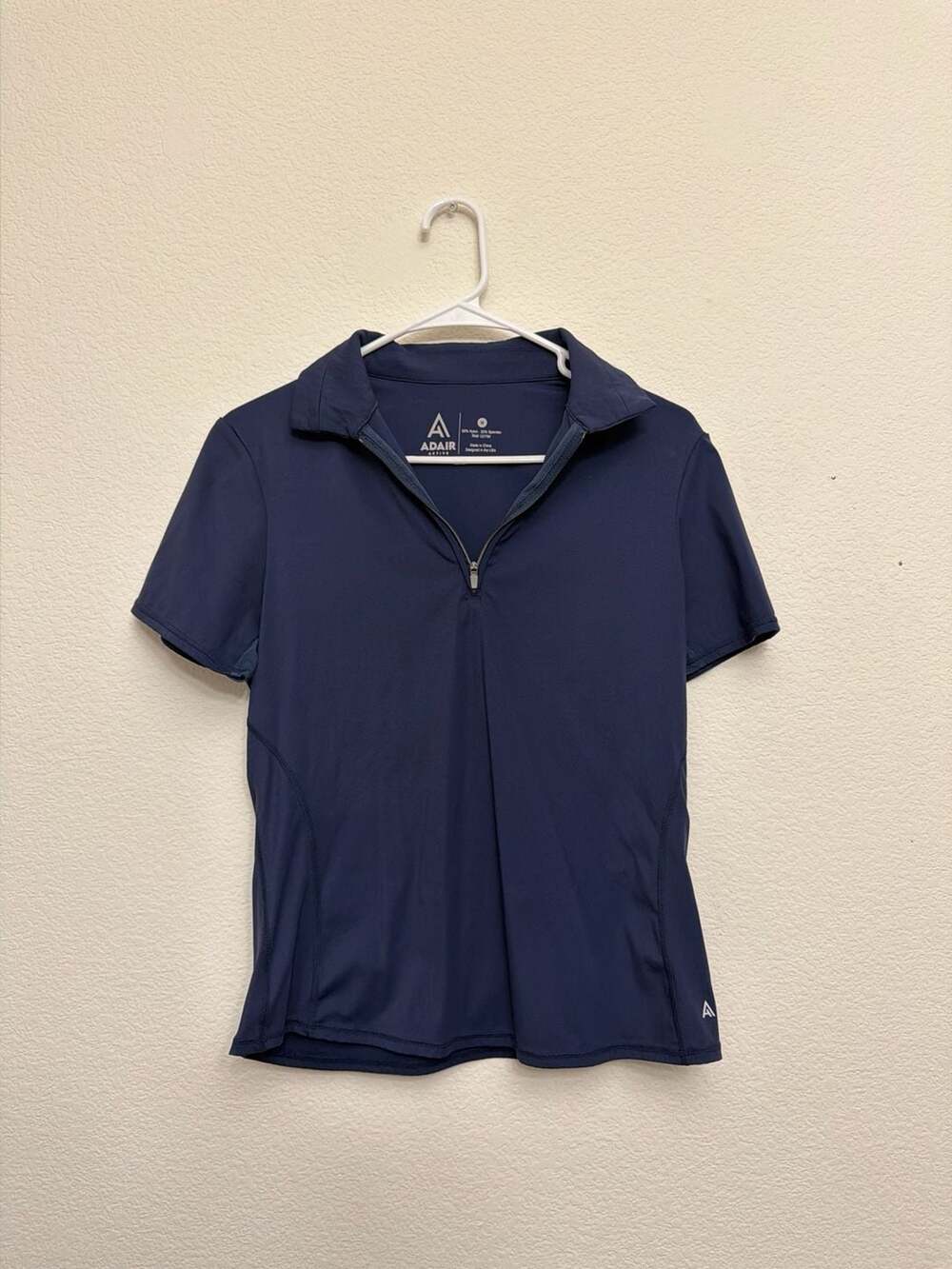 Adair Active Navy Blue Quarter-Zip Short Sleeve Performance Polo Shirt